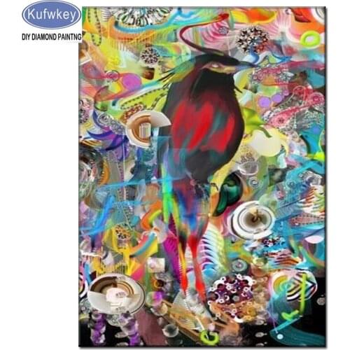 Full drill diamond embroidery owl abstract bird Pictures diy diamond painting with crystals cross-stitch animal crow wall decora