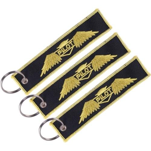 Pilot Embroidery luggage tag Lables Embroidery Travel Bag tags with Angel Wings Key Ring Chain For Aviation Gifts 3pcs/lot