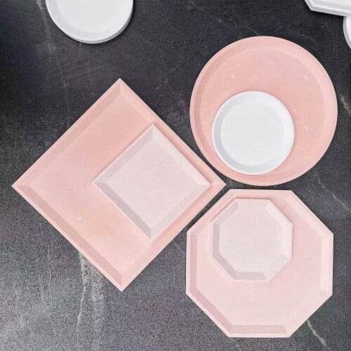 Large Concrete Tray Molds Silicone Molds for Concrete Cement DIY Coaster Molds Round Square Tray Molds