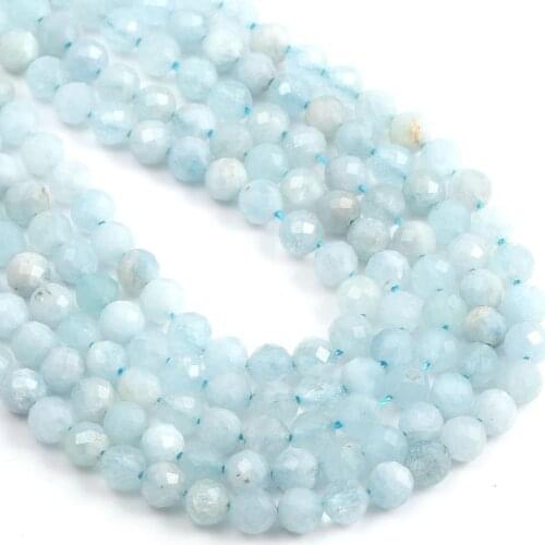 Natural Stone Faceted Aquamarinee Small Beads Loose spacer beads for Jewelry Making DIY Necklace Bracelet Accessories