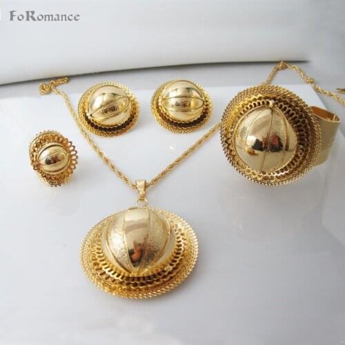 BIG HALF BALL SHAPE ON FLOWER BASE 24" ROPE NECKLACE EARRING PENDANT BANGLE OPENED RING BRIDAL WEDDING SET EXAGGERATED STYLE