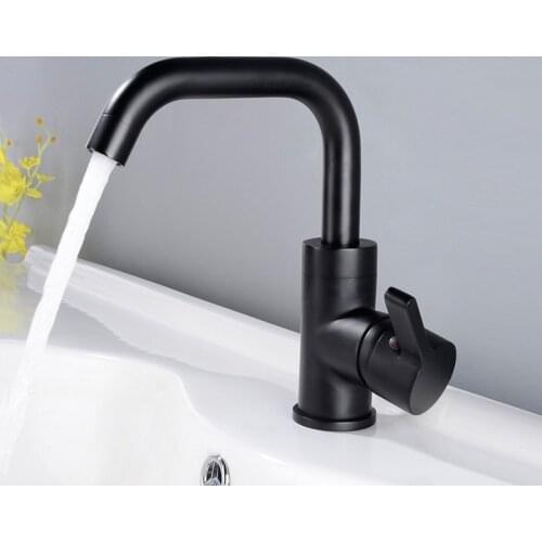 Black brass cold and hot water bathroom sink faucet top quality copper basin mixer faucet
