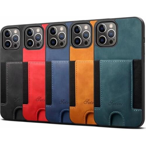 For iPhone 12/ 12 Pro PU Leather Card Bag Cell Phone Case for iPhone 12 11 Pro Max 12 mini Cover Black Blue Green Red Brown