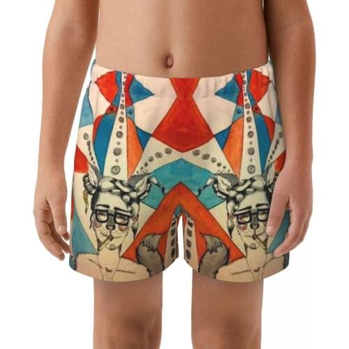 Crazy Art Multi Prints boy Elastic Swimming Trunk Swimwear Beach Swim Sport Short Surfing Summer Swimsui Shorts Bathing Suit