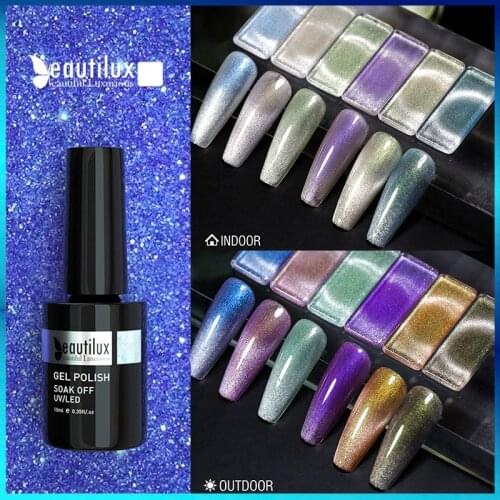 Beautilux UV Sensitive Cat Eye Gel Polish Light Change Magnetic Nails Gel Varnish Semi Permanent Nails Art Manicure Lacquer 10ml