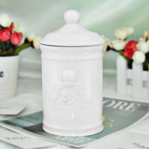 Ceramic Art Unique Design Embossment Relief White 3D Angel Storage Jar Tank Container Mug Cup Durable Gift