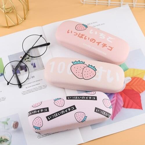 Cute Cartoon Painting Glasses Case Box Women Leather Reading Glasses Case Men Fashion Portable Eyewear Protector Cover