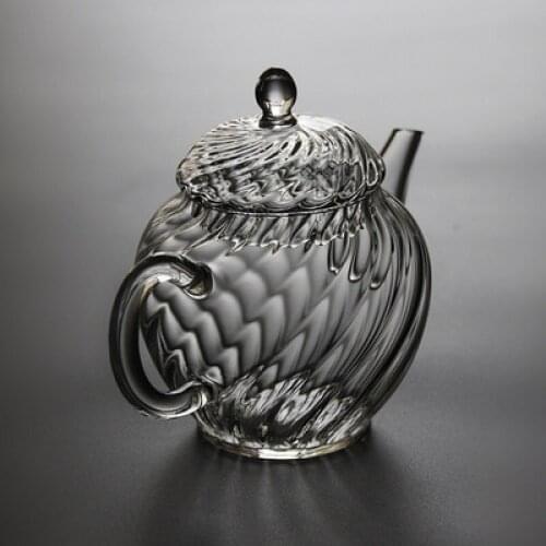 Mini size spiral heat-resistant glass tea maker high temperature resistant flower tea pot kungfu tea set
