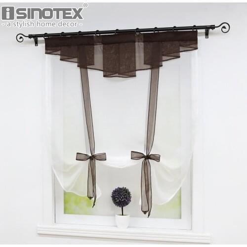 Fashion Pleated Design Roman Curtain 9 Stitching Colors Polyester Tulle Balcony Kitchen Panel Rod Pocket Home Curtain Decor