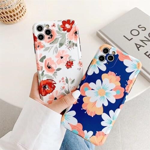 Fashion Cute Flower Phone Case For iphone 11 Pro Max 7 8 Plus X XR XS Max SE 2020 cases Luxury Anti-fall protection Soft cover