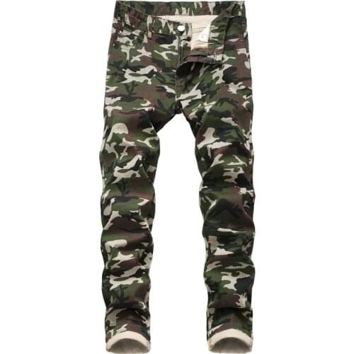 2021 New Mens camouflage print jeans Casual plus big size slim straight denim pants Leisure simplicity comfortable