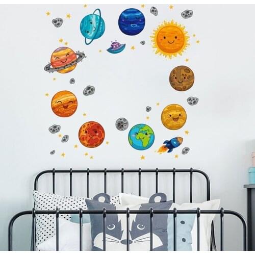 Universe Star Sky Cartoon Wall Stickers for Kids Room Bedroom Decor Kindergarten Classroom Layout DIY Eco-friendly Wall Decals