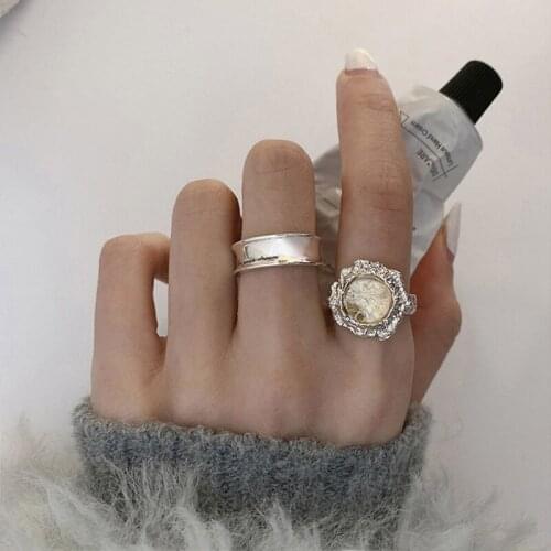 2021 New Trendy Simple Champagne Glass Ball Rings For Women Metal Punk Style Open Index Finger Ring Fashion Wedding Jewelry