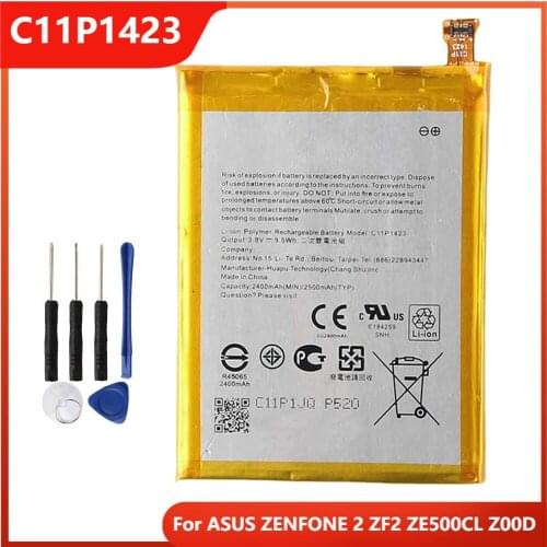 Original Phone Battery C11P1423 For ASUS ZENFONE 2 ZF2 ZE500CL Z00D Authentic Replacement Rechargable Batteries 2500mAh