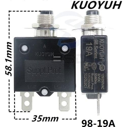 3Pcs Taiwan KUOYUH 98 Series 19A Overcurrent Protector Overload Switch