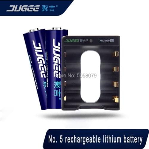 Jugee High quality 2pcs 1.5v 3000mWh AA rechargeable Li-polymer li-ion polymer lithium battery +1 USB Charger