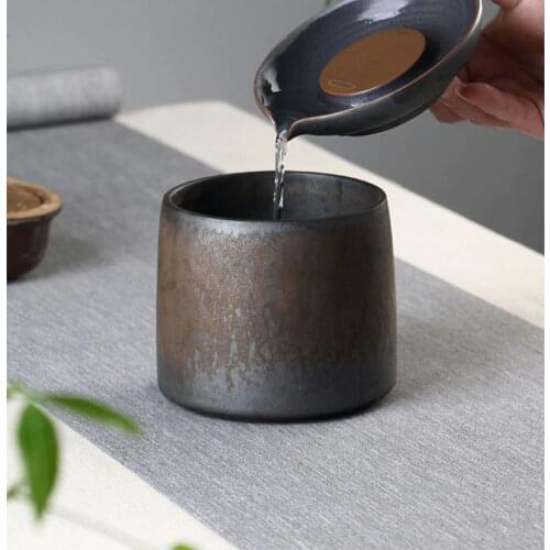 Gilt stoneware water cup tea wash large extra large retro cup tea set accessories Jianshui tea ceremony household Japanese Zen
