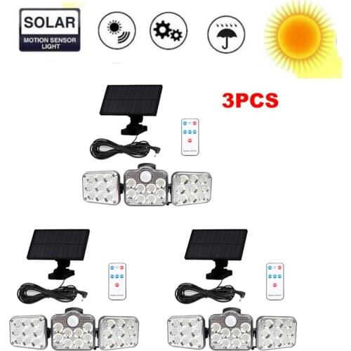 3pcs 138 led remote seperable Solar Powered Durable Spotlight Outdoor Street Lamp Foldable Waterproof Wall Lamp Energy Saving 3