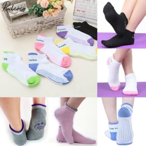 Pudcoco Womens Mens Socks Barre Socks Pilates Socks Non Slip Skid With Grips Boy Girl Solid Socks