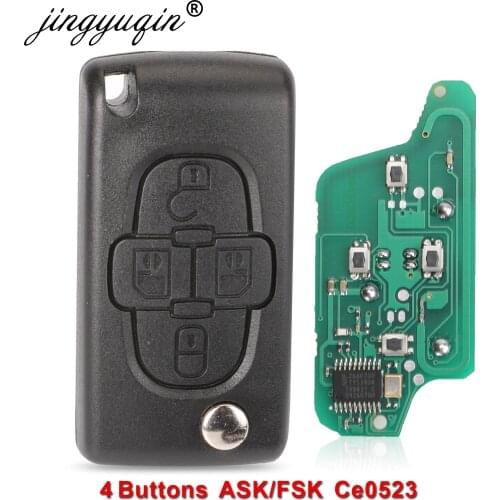 Jingyuqin ASK/FSK 433Mhz 4 Buttons Flip Floding Remote Key Fob Control For Peugeot 1007 For Citroen C8 VA2/HU82 Blade CE0523