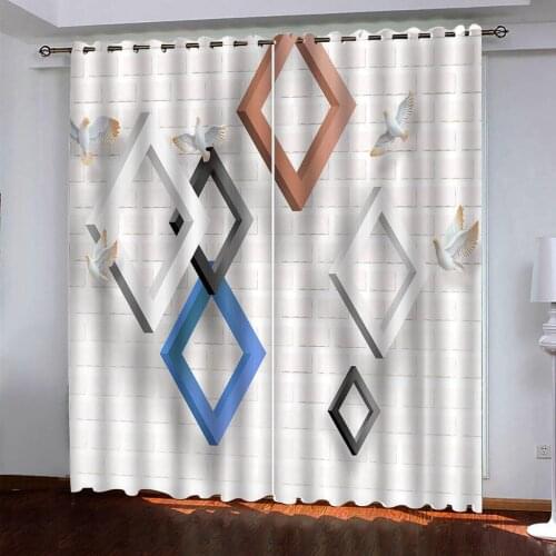 Luxury Blackout 3D Window Curtains For Living Room Bedroom geometry curtains personality curtains
