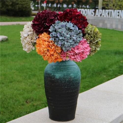 Silk Single Hydrangea Artificial Flower for Wedding Home Decoration Accessories Vases Decoration Bride Holding Flowers Diy Craft