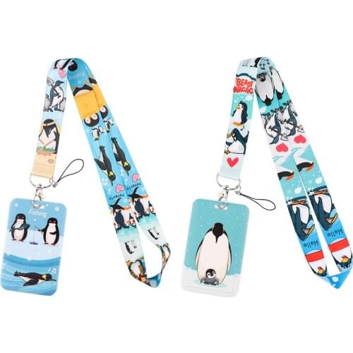 SP1606 Cute Penguin Lanyard Keychain Neck Strap for Key ID Card Cell Phone Straps for USB Badge Holder DIY Hanging Rope Strap