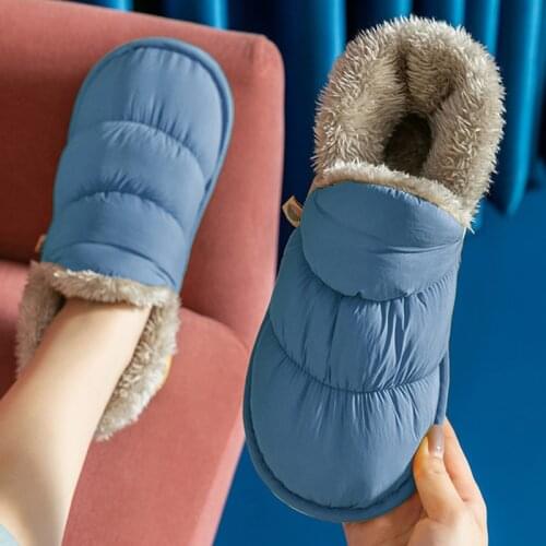 Thicken Winter Snow Home Slippers for Men Women Warm Indoor Shoes Big Size Slip on Sole Thermal SNOW Boot Bedroom Footwear 2021