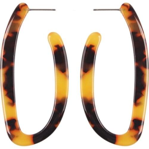 U- Shaped Acetate Acrylic Tortoise Shell Drop Earrings Unique Boutique Jewelry