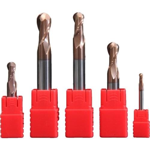 High Quanlity 2 flutes 3mm~12mm Solid Carbide Ball Nose End Mills CNC Milling Cutter HRC55 Tungsten Steel Ball Nose End Mill