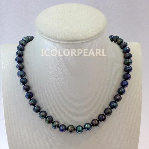 WEICOLOR Lowest Price For 8-9mm Nearround Real Natural Black/Brown Freshwater Pearl Necklace. Free Shipping