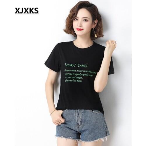 Женские хлопковые футболки XJXKS China At AliExpress