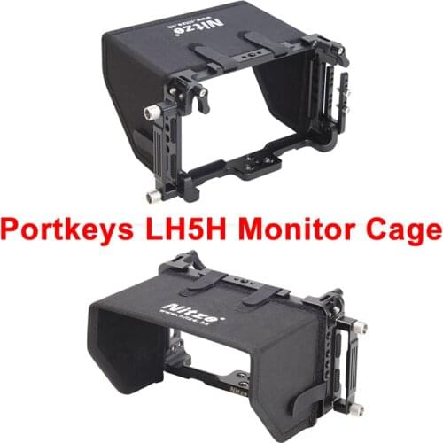 Portkeys LH5H Camera Monitor Cage Camera DSLR Field Monitor Protective Cage with Screen Sun Shield Hood Clamp