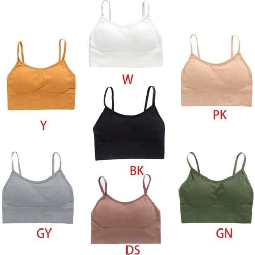 Women Ribbed Seamless Bra Padded Wrapped Chest Tube Top Sports Solid Color Vest F3MD