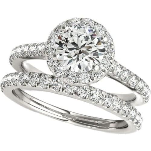 LESF Fashion 925 Sterling Silver Women Engagement Ring Sets 1 Carat Lady Bridal Jewelry Gifts