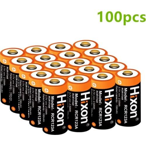 100pcs UL Certified 700mAh 3.7V RCR123A CR123A rechargeable batteries for Netgear Arlo HD Cameras and Reolink
