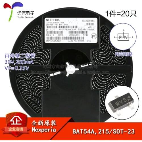 Genuine original BAT54A, 215 screen WV3 / SOT-23 30V / 200mA Schottky diode