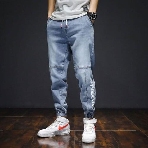 2021 Tide brand Harlan trousers Korean version of the trend of summer casual mens tooling jeans loose feet pants