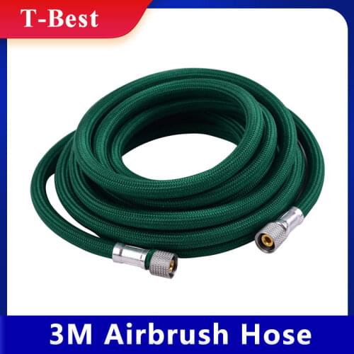 3m/10ft Textile Braided Airbrush Hose Woven Pump Pipe with Standard 1/8 inch Adaptor Fitting on both Ends