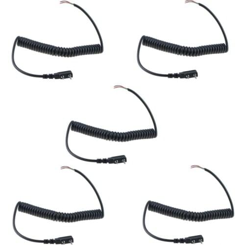 Lot 5pcs Replacement DIY K Head 2 pin 4 Wire PTT Mic Speaker Cable Spring Line for Baofeng UV5R UV-5R Kenwood TK370 Linton Radio