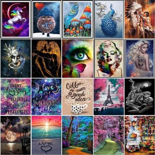 5D DIY full circle diamond picture with figure landscape figure cross stitch diamond embroidered diamond mosaic home decoration