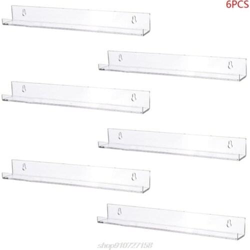 6pcs Clear Acrylic Invisible Floating Bookshelf Storage Rack Wall Ledge Display O30 20 Dropshipping