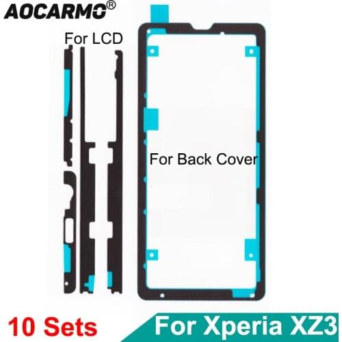 Aocarmo 10Pcs/Lot Front LCD Display Waterproof Adhesive Back Door Battery Cover Sticker Glue For SONY Xperia XZ3 H9493 6.0"
