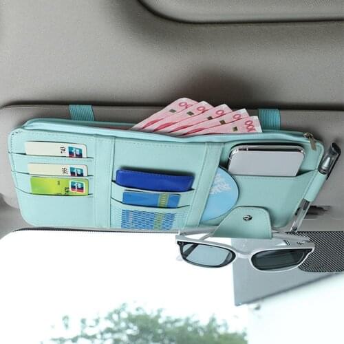 Car Sun Visor Bill Pen Business Card Holder CD DVD Box Organizer Stowing Accessories Clip Storage Car Tidying Sunglasses F0T0