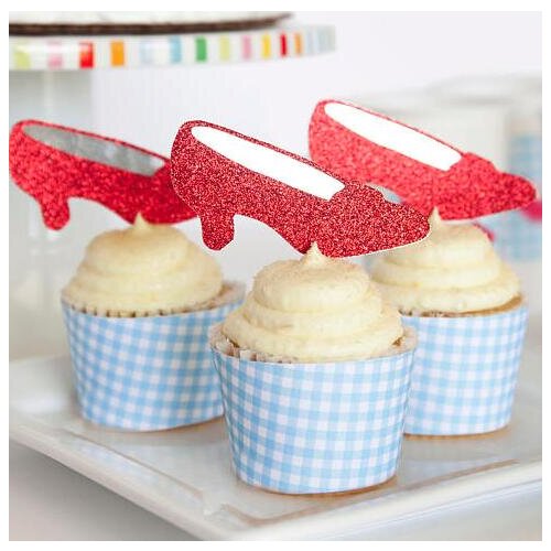 Glitter Wizard of Oz Party Ruby Slippers Cupcake Toppers girl baby shower baptism wedding Ballet Birthday, Dance toothpicks