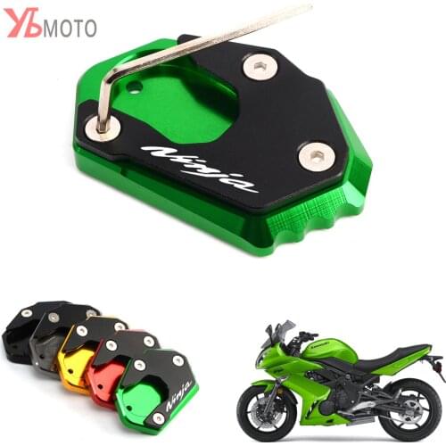CNC Side Stand Pad for KAWASAKI NINJA 250 300 650 1000 ER6F Ninja650 ZX6R ZX10R Motorcycle Plate Kickstand Extension