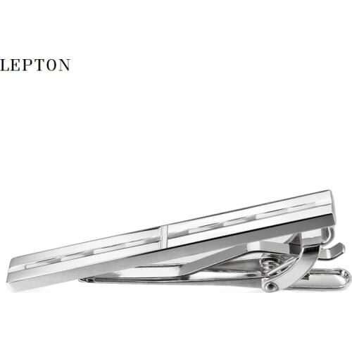 Lepton Brand Men Skinny Tie Clip Pins Short Silver color Men Metal Necktie Tie Bar Chrome Clamp Stainless Steel Plain Tie Clip#4
