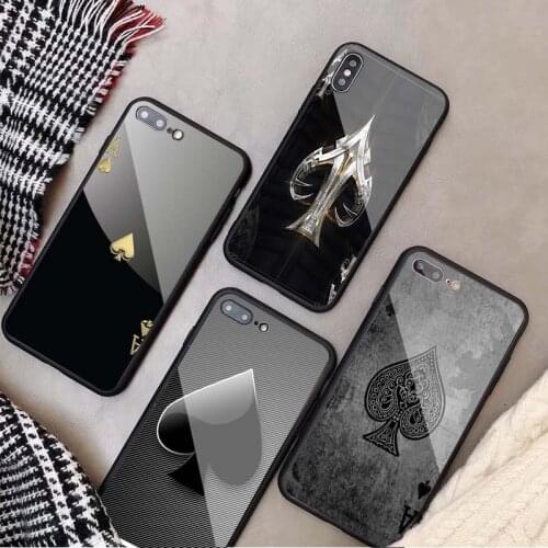 Ace Family Poker Tempered Glass Phone Case For iphone 12 11 Pro Max 5 6 7 8 X XS XR XSMax Shell 12Pro Max Cover Shell