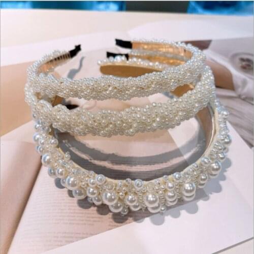 Women hairbands Vintage handmade fishing line string highlight pearl ethnic series bridal headband hairpin jewelry
