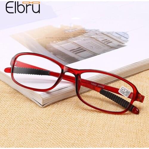 Elbru Vintage Ultralight TR90 Reading Glasses High Definition Presbyopic Magnifier Non-slip Rubber Leg Small Eyewear +1.0 +4.0